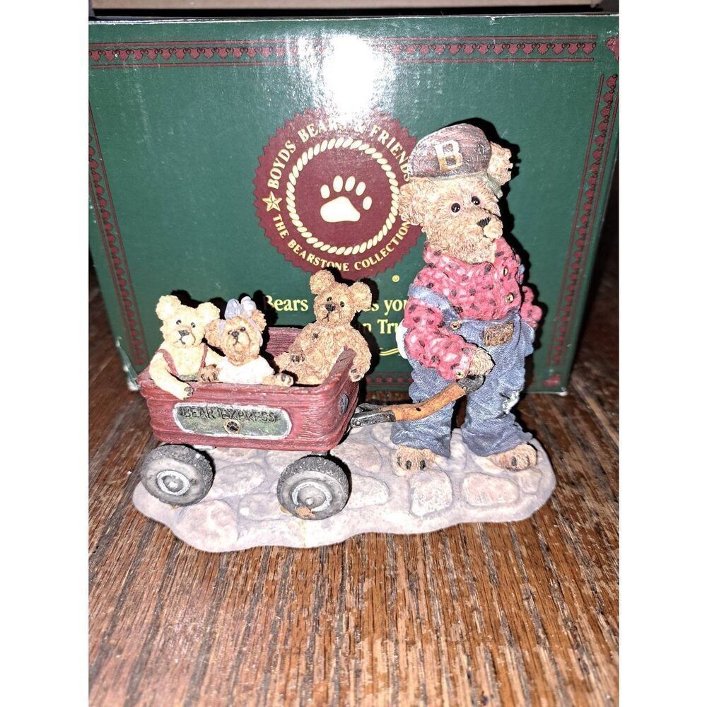 Vintage 1999 Boyds Bears The Bearstone Collection Huck w Mandy Zoe Zack Rollin